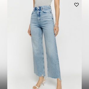 Reformation Wilder High Rise Wide Leg Cropped Jeans -  26 - Tenaya Destroyed Hem